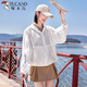 Woodpecker sunscreen clothes for women in summer 2025 new loose and versatile hooded breathable sunscreen jacket for sunscreen jacket blue thin thin thin average size 80-130Jin [Jin equals 0.5 kg]