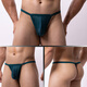 Ultra-thin hollow thong men's butt-baring men's underwear large mesh sexy thin belt pants U convex fishnet single thong military green 2XL140-160Jin Jin equals 0.5 kg