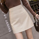 Black small leather skirt skirt for women spring and autumn new high-waist slim pu leather skirt anti-exposure A-line hip skirt black M