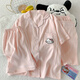 Yalu dreiteiliger Pyjamas für Frauen im Sommer 2025 Neues niedliches Cartoon Kt Katze Frühling und Herbst Dünne Wolke Baumwollkleidung WZN_9905# Drei-teilige schwarze Liebe M.