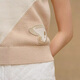 Hermes (HERMES) Women's Sweater Candy Libris Embroidery Patch Cotton Silk Blended Round Neck Sleeveless Pullover 2025 New Style Beige 34