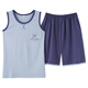 
Yalu 2025 new trendy couple pajamas summer cotton vest sleeveless suit men and women can wear summer home clothes 1283 blue dolphin vest QXX L men--