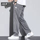 JEEP SPIRIT Jeep Summer Pants Men's Straight Loose Floating Trendy Brand Wide Leg Pants 2025 Summer Thin Casual Pants 1048 Gray [1 Pack] M Size