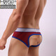 
Modal underwear men's mesh breathable sexy thong boys low waist empty double thong underwear without taking off the trousers pink XL size