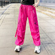 Buch- und Tee Amerikanische Schnellrockshose für Frauen im Sommer Dünne Square Dance Sportshosen 2025 Neue Treten-Tanz-Jazz-Tanzhose Schwarze Farbblocking Top 8828+Rose Red Hosen 6628 XL