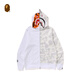 BAPE Men's 25th Autumn and Winter Luminous Camouflage Spliced Tiger Shark Hooded Sweatshirt Jacket Cardigan 009151P White WHX M One Size