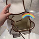Charles/Keith260160240 Canvas Kontrastfarbe Einfacher Pendler -Rucksack Flip Draw String Beige