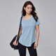 LULUUVTTOH Summer Pilates short-sleeved yoga wear for women, loose, slim, long, lightweight running T-shirt, fitness blouse top, frost blue S