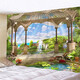 Fenêtres de paysage de vacances de style européen avec grand fond en tissu décoration Tapisse de chambre à coucher plante peinture murale en tissu suspendu G1278 Collection de tissu en velours 100 Hauteur * 150 Largeur CM uniquement pour l'installation