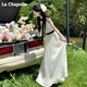
La Chapelle dress white sleeveless French dress for women summer waist-hugging temperament lace-up huge A-line skirt Champagne apricot sleeveless S 80-100Jin [Jin equals 0.5 kg]