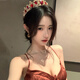 Aoyanlai light luxury princess 18th birthday crown bride ruby crown headband head role-playing earrings hair single product retro palace crown