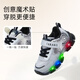 Tyranis new autumn and winter children's running shoes for boys and girls, non-slip luminous sports shoes, kindergarten controllable switch flashing shoes, gray autumn mesh 28, suitable for feet 17.0cm long