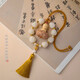 Clcey Bodhi Lotus Komplett Baby Buddha Auto Anhänger kreativer Rückspiegel hängende handgewebte exquisite Autoanhänger acht Schatz Lotus Baby Buddha verheißungsvolles Gold Gold