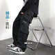 One drop to the bottom black overalls trendy brand pocket wide leg casual paratrooper pants straight loose pants men's pudding C666 black L 100-120Jin Jin equals 0.5 kg