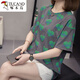 啄木鸟2025夏装新款加大码纯棉短袖T恤女胖mm洋气减龄显瘦遮肚子上衣女 9928灰色 M 80-95斤