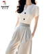 Palabra de mujeres con capas de carpintero y elegante camisa blanca de moda y camisa blanca a la moda pantalones grises de dos piezas de dos piezas + camisa blanca M [sugerir 95jin [Jin equivale a 0.5 kg] -105jin [Jin equivale a 0.5 kg]]