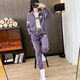 Adidas clover sportset reines Baumwoll-Sweatshirt Casual Jacket Damen Herbst und Winter Mode neuer Stil und Fleece warm warmes zweiteileres Tiefviolett Lila 100 Jin empfohlen [Jin ist 0,5 kg]
