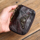 À travers Lumière Luxury Brand masculin, Sac de clé pour hommes Men Men Mandmade Retro Cuir Head Couche de vache Cow Small Cow Hide Wallet Car Key Sac Trendy Retro Brown