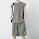Brangdy2025 new summer boy casual sports suit trendy versatile handsome young man handsome set 5155 black 4XL