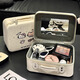 
Bahainiao cute makeup bag for women niche suitcase large capacity makeup box with mirror portable travel storage bag