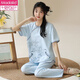 Pyjama Modal à manches courtes costume été dames mince imitation coton pantalon nouveau style chinois style national vêtements d'été pour la maison peuvent être portés à l'extérieur LZY9905 M (recommandé 75-95Jin Jin équivaut à 0,5 kg)