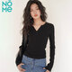 NOMEv collar long-sleeved spring inner layering shirt slim and versatile top dark gray M 95-105Jin Jin equals 0.5 kg