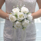 Miao Yijia holds flowers in hand to receive certificate, simulated flowers, photo props, wedding bouquet, proposal, engagement bride, white rose fake flower, white rose hand held bouquet 20*20cm