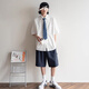 Homlean Japanese solid color short-sleeved shirt T-shirt men's spring and summer loose casual and versatile breathable clothes LS01 white XL