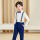 He Jiagong birthday children's suit suit little host flower girl boy British suit boy dress jacket piano white long sleeves black trousers striped suspenders bird plaid collar 110