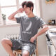 檬纤夏季男士睡衣棉质加肥加大码男夏家居服短袖夏青年韩版薄半袖 9928【H系列男短-袖短裤套装】 L 【100-125斤】