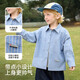 ASK JUNIOR baby shirt children's spring lapel long-sleeved striped shirt jacket boy's knitted children's clothing top blue