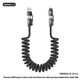 NOUVEAU Câble de données à ressort à ressort à ressort tressé à recharge rapide 240W Ruiliang Ruile Rangement et adapté à plusieurs modèles CB12240W Multi-fonction alliage de zinc Spring Easy Storage Tredaded Data Cable Black