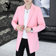 Playboy (PLAYBOY) mid-length suit men's Korean version slim fit spring and autumn trendy handsome pink small suit thin windbreaker jacket pink M 100Jin Jin equal to 0.5 kg or less