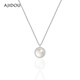 AJIDOU 925 silver elegant chalcedony pendant necklace birthday gift for girlfriend, wife, mother, white + silver