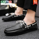 CARTELO round toe shoes casual men's sporting Lef Bean Doodle leather shoes with one foot British flat sole lightweight breathable formal wear D882 brown 42