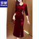 ROMON evening dress for women in spring and autumn, toasting, waist slimming, temperament, wedding banquet, middle-aged mother, high-end elegant mother-in-law dress, burgundy XL