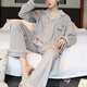 
Changluzhu Chun Autumn Pajamas for men pure cotton loose large size casual long sleeve trousers summer and winter style can be worn outside for home clothes OMM12004 L (recommended 100-130 Jin [Jin equals 0.5 kg])