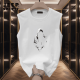 Jeep Spirit Summer Trendy Round Cuella sin mangas Camiseta Vest American Vest American Fitness Creative Creative Top Top Loose Black Vest delantero Izquierda Pequeña K1098 Dos piezas de Small S Recomendadas 70-80Jin [Jin equivale a 0.5 kg]