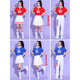 Jure des vêtements d'aérobics étudiant féminin costume énergique Girl Group Cheerleading Sports Rencontrez masculin Adulte Red 8063 Long Top + 841 Chaussettes de jupe S