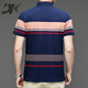 DK Brand Herren-Kurzärärmel-T-Shirt für die Sommer-Streifen von Männern Casual Einfache junge und mittlere vielseitige Polo-Hemd halbärmelte 3523 Blue M.