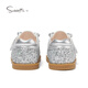 Snaffy Girls' Leather Shoes Crystal Princess Shoes Autumn New Children's Soft Sole Baby Shoes Dolphin Silver 26 Foot Length 15.7cm