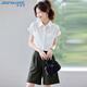 
JEANSWEST shirt for women 2025 summer short-sleeved casual temperament fashionable versatile fashion top for women white L