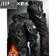 JEEP SPIRIT Outdoor Tactical Soft Shell Jacket Men's Velvet Camouflage Jacket Workwear Hooded Winter Cycling Overalls Windproof Shark Charge Suit-Dark Night S (100-120Jin Jin equals 0.5kg)
