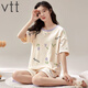
VTT new pajamas with chest pads for summer women's short-sleeved shorts two-piece suit casual cartoons for home wear V short-sleeved suit: WP1047 M