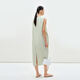 Weniger 2025 Sommer neuer runder Hals ärmellose Baumwollkleid 2p4G11730 374 Green Lift L.