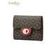 Jinlilai 2025 Spring Neue Retro -gedruckte Brieftasche Frauenkartentasche Mode Brieftasche Klappkurzmünze Clip -Tasche Wein rot