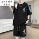 Ketuke Qianyue teenager shorts shorts suit boys high school junior high school ice silk shirt big children summer casual sportswear 6198 m white (short sleeves + shorts) Quality assurance M 70-90Jin [Jin equals 0.5 kg]