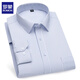 Romon long-sleeved shirt for men business professional casual inch shirt middle-aged and elderly loose striped plaid pure white shirt 6636 blue triangle 38