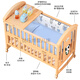 ULOP (ULOP) Krippe Massivholz lackfrei bewegbares Babybett Multifunktional Windel Tisch Neugeborene BB Shaker Crib [gegebenes 5-teiliges Set + Moskitonetz + Brown Pad]
