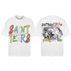 HUALIN FASHIONSaintMichael Retro American Loose Couple Short Sleeve T-shirt Summer Cotton Men and Women 1048 Black M